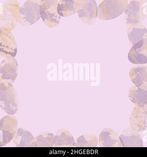 Cornice astratta alla moda della piazza di pasqua con motivi marmorei sulle uova di colore viola Foto Stock