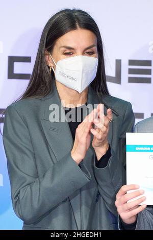 Madrid, Spagna. 20th Jan 2022. La regina Letizia di Spagna partecipa ad un incontro con la FAD (Fondazione contro la tossicodipendenza) presso il Google Campus. Credit: SOPA Images Limited/Alamy Live News Foto Stock