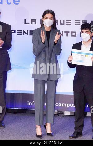 Madrid, Spagna. 20th Jan 2022. La regina Letizia di Spagna partecipa ad un incontro con la FAD (Fondazione contro la tossicodipendenza) presso il Google Campus. Credit: SOPA Images Limited/Alamy Live News Foto Stock