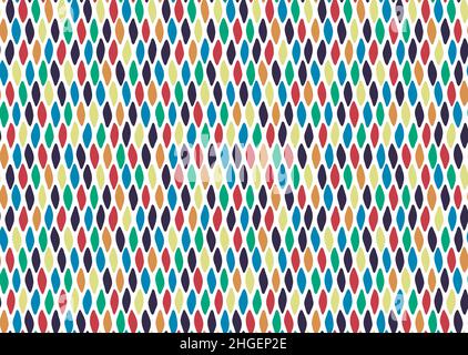 Modello senza cuciture Carnival. Griglia geometrica caotica colorata, forme di rombo disegnate a mano. Sfondo bianco. Vettore Illustrazione Vettoriale