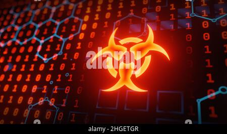 Virus nel tuo computer binario dati big data tecnologia background Foto Stock