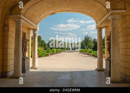 Parco di Palazzo Ducale, chiamato anche 'piccola Versailles' a Colorno, Emilia-Romagna, Italia. Foto Stock