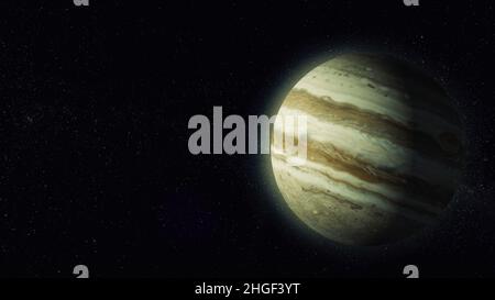 Pianeta incandescente che ruota su sfondo nero, sfondo scientifico astratto. Un pianeta d'oro che gira nello spazio, il concetto dell'universo Foto Stock