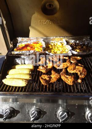 20 gennaio 2022: Un barbecue con mais, pollo, melanzane, patate, peperoni, E squash giovedì 20th gennaio 2022 (Credit Image: © Rishi DekaZUMA Press Wire) Foto Stock