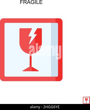 Fragile semplice icona vettoriale.colore perfetto pittogramma moderno su tratto modificabile. Icone fragili per il vostro progetto aziendale Illustrazione Vettoriale