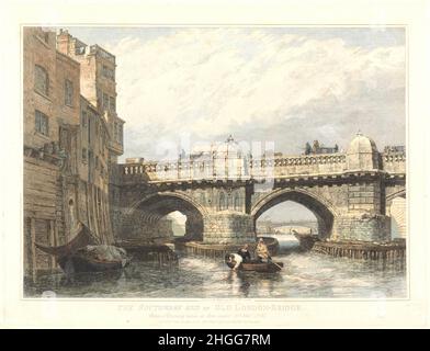 Edward William Cooke - il Southwark End del Ponte Vecchio di Londra Foto Stock
