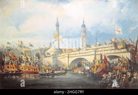 The Opening of the New London Bridge by George Chambers - 1832 Stock Photo