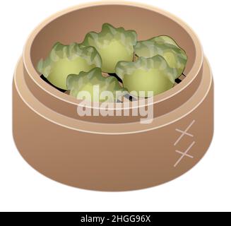 Gnocchi verdi icona vettore cartoon. Cibo tradizionale. Culturecultura orientale Illustrazione Vettoriale