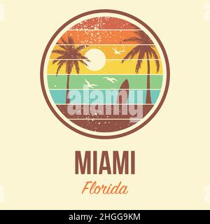 Miami Florida Tirt Vector Graphic retro anni '80 Illustrazione Vettoriale