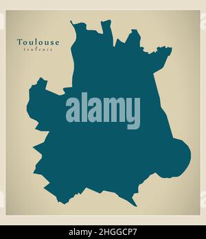 Mappa della città moderna - Tolosa città di Francia Illustrazione Vettoriale