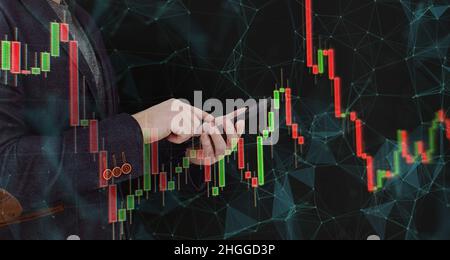 Business Global Internet Connection application Technology e digital marketing, Financial e banking Foto Stock