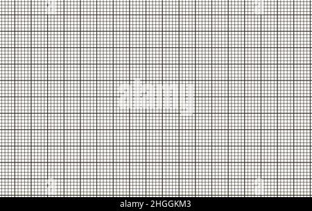Griglia in carta millimetrica in bianco e nero per motivi senza giunture. Pagina ospedale diagramma ECG digitale. Sfondo geometrico a scacchi per stampa, scuola, arco Illustrazione Vettoriale