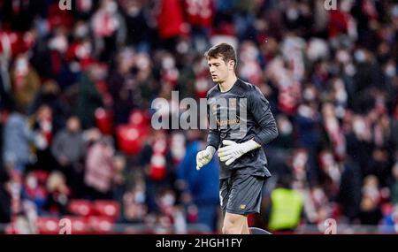 Julen Agirezabala del Club Atletico durante la Coppa di Spagna, Copa del Rey, round del 16 partita di calcio tra il Club Atletico e il FC Barcellona il 20 gennaio 2022 allo stadio San Mames di Bilbao, Spagna - Foto: Inigo Larreina/DPPI/LiveMedia Foto Stock