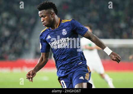 Elche, Alicante, Spagna. 20th Jan 2022. Vinicius Junior del Real Madrid durante la Coppa di Spagna, Copa del Rey, round di 16 partite di calcio tra Elche CF e Real Madrid il 20 gennaio 2022 allo stadio Martinez Valero di Elche, Alicante, Spagna - Foto: IRH/DPPI/LiveMedia Credit: Independent Photo Agency/Alamy Live News Foto Stock