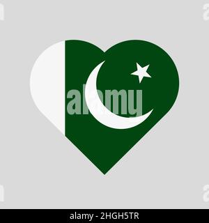 La bandiera del Pakistan a forma di cuore Illustrazione Vettoriale