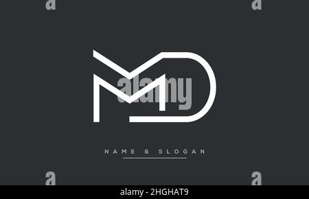 Moderna lettera astratta MD, logo DM. MD minimo, DM vettore icona basato su iniziale Illustrazione Vettoriale