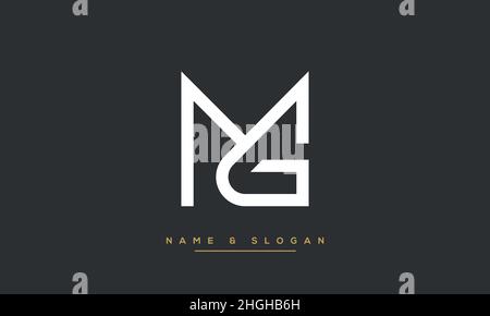 Moderna lettera astratta MG, logo GM design. Vettore icona basato su MG minimo, GM iniziale Illustrazione Vettoriale
