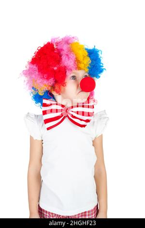 ragazza piccola carina vestita come un clown Foto Stock