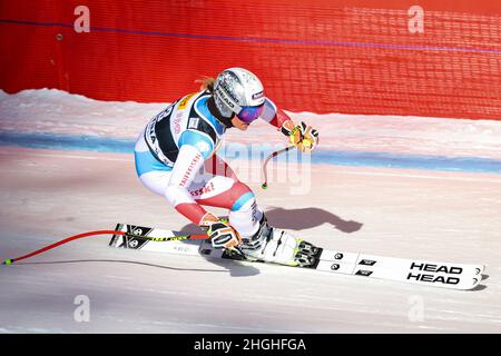 Olympia Slope, Cortina d&#39;Ampezzo, Italia, 21 gennaio 2022, Corinne SUTER (sui) durante la FIS Ski World Cup 2022 - Donna Super Giant - gara di sci alpino Foto Stock