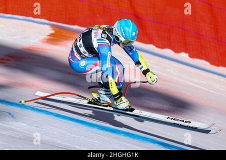 Olympia Slope, Cortina d&#39;Ampezzo, Italia, 21 gennaio 2022, Laura GAUCHE (fra) durante la Coppa del mondo di sci FIS 2022 - Donna Super Giant - gara di sci alpino Foto Stock