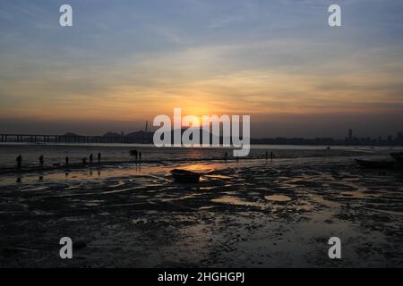 la vista delle zone umide di ha pak hai a yuen long, hong kong Foto Stock