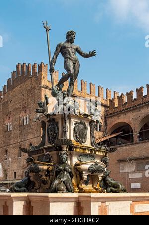 Fontana di Nettuno, Bologna, Italia Foto Stock