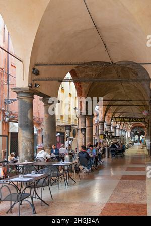 Portico della morte, portici di Bologna, Italia Foto Stock