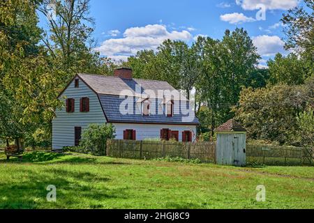 Titusville, NJ, USA, 10,28,2021.Washington Crossing, Johnson Ferry House c. 1740 , sul sito dell'attraversamento del fiume Delaware da parte di George Washington. Foto Stock