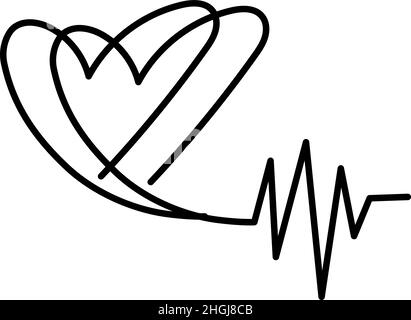 Lifeline Heart Outline icona vettore Illustrazione Vettoriale