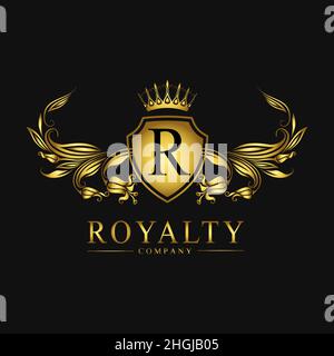 Logo Luxury Letter R con corona Foto Stock