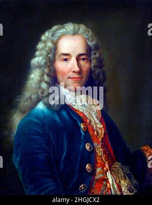 Voltaire (Francis-Marie Arouet: 1694-1778) ritratto di Pierre Gautherot, olio su tela Foto Stock