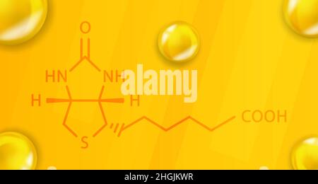 Vitamina B7 formula chimica. Vitamina B7 struttura molecolare chimica realistica Illustrazione Vettoriale