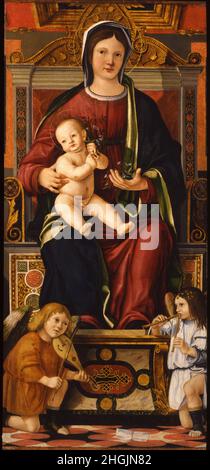 Cristoforo Caselli - la Vergine col Bambino in trono con due Musicista Angeli Foto Stock