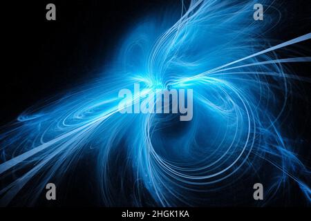 Loop plasma luminoso blu nello spazio, sfondo astratto generato dal computer, rendering 3D Foto Stock