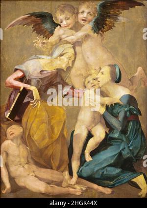 Rosso Fiorentino Giovanni Battista di Jacopo - Allegory of Salvation with the Virgin and Christ Child, St. Elizabeth, the Young St. John the Baptis... Stock Photo