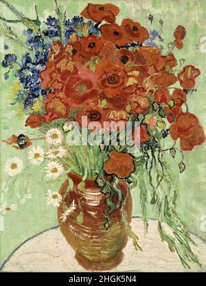 Van Gogh Vincent - Collezione privata - Still life, vaso con papaveri rossi e margherite - 1890 - olio su tela 65 x 50 cm Foto Stock