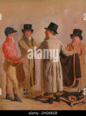 Benjamin Marshall - il Jockey Frank Buckle, il proprietario-allevatore John Wastell, il suo addestratore Robert Robson, e un stabile-lad Foto Stock