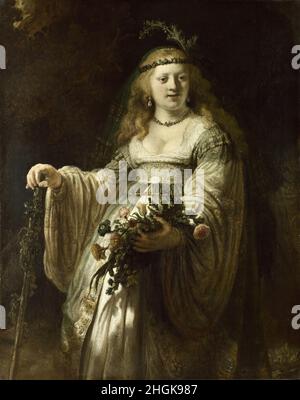 Saskia van Uylenburgh in Costume Arcadico - 1635 - olio su tela 123,5 x 97,5 cm - Rembrandt Foto Stock