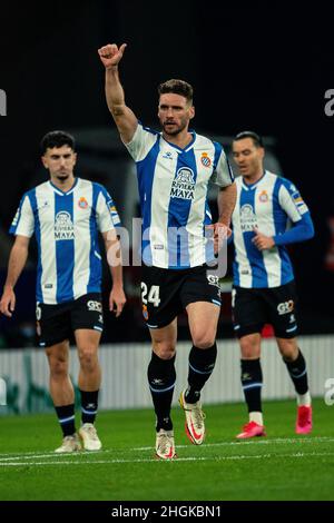 Cornellà, Spagna, 21, gennaio, 2022. Spagnolo la Liga: RCD Espanyol / Real Betis. Credit: Joan Gosa/Alamy Live News Foto Stock