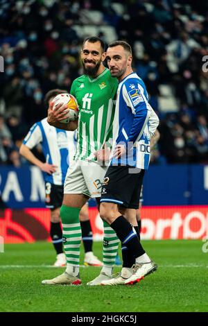 Cornellà, Spagna, 21, gennaio, 2022. Spagnolo la Liga: RCD Espanyol / Real Betis. Credit: Joan Gosa/Alamy Live News Foto Stock