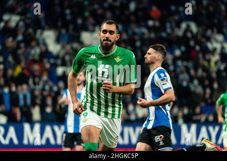 Cornellà, Spagna, 21, gennaio, 2022. Spagnolo la Liga: RCD Espanyol / Real Betis. Credit: Joan Gosa/Alamy Live News Foto Stock