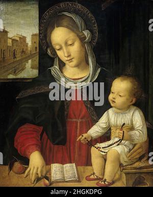 Madonna e bambino - 1500 23 - olio su legno 52,7 x 44,1 cm - da Fossano Ambrogio - Bergognone - Foto Stock