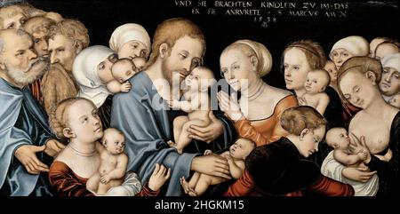 Cristo benedice i bambini - 1538 - olio su legno 59,3 x 120 cm - Cranach Lucas il giovane Foto Stock