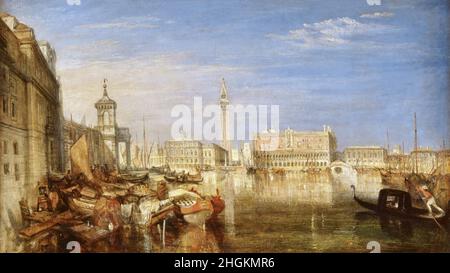 Ponte dei Sospiri, Palazzo Ducale e Custom House, Venezia - 1833 - olio su tavola di Mogano 51,1 x 81,6 cm - Turner Joseph Mallord William Foto Stock