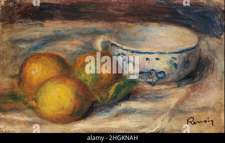 Still-life con limoni e una tazza - 1910 - olio su tela 17,5 x 28 cm - re04Renoir Auguste Foto Stock