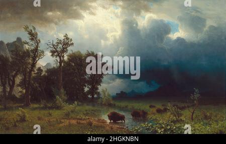 Buffalo Trail, la tempesta imminente - 1869 - olio su tela 74,9 x 125,7 cm - Bierstadt Albert Foto Stock