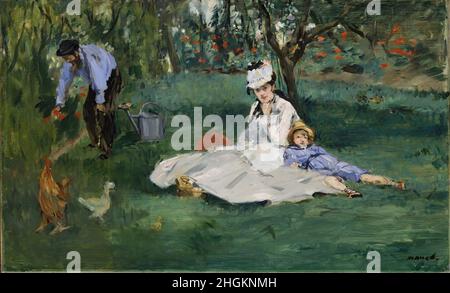 La famiglia Monet nel loro giardino ad Argenteuil - 1874 - olio su tela 61 x 99,7 cm - Manet Édouard Foto Stock