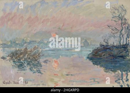 Monet Claude - Collezione privata - Coucher de soleil à Lavacourt - 1880 - olio su tela 54,1 x 81 cm Foto Stock