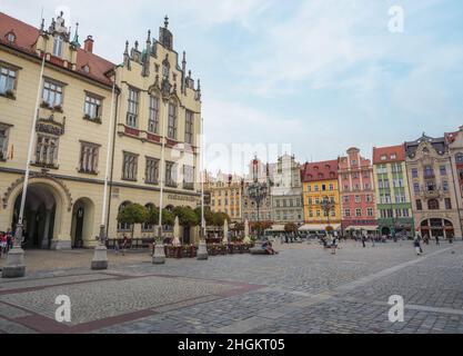 Nuovo municipio in Piazza del mercato - Breslavia, Polonia Foto Stock