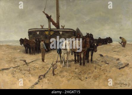 Anton Mauve - Barca da pesca sulla spiaggia Foto Stock